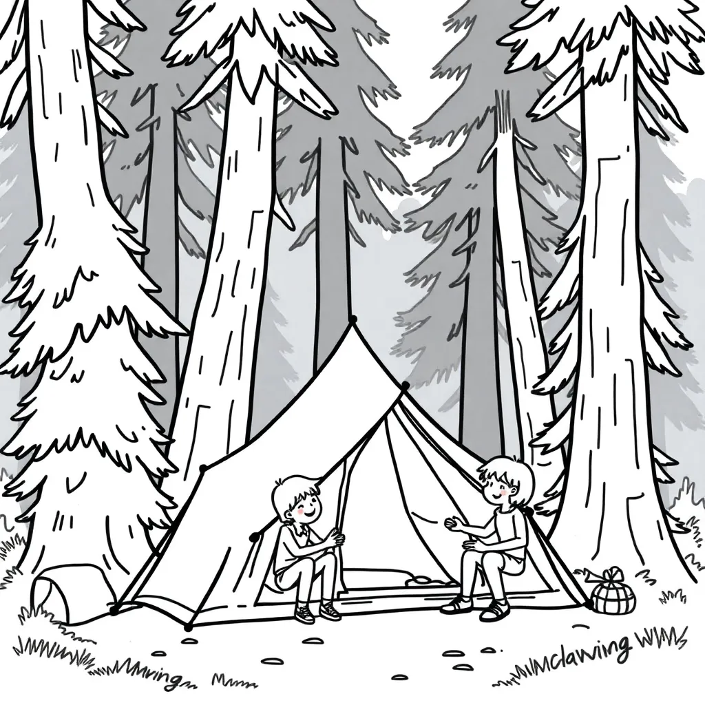 Camping & Hiking coloring page