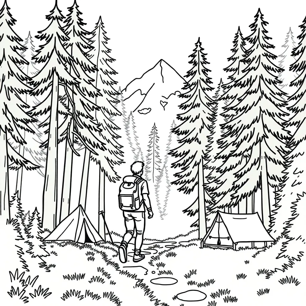 Camping & Hiking coloring page