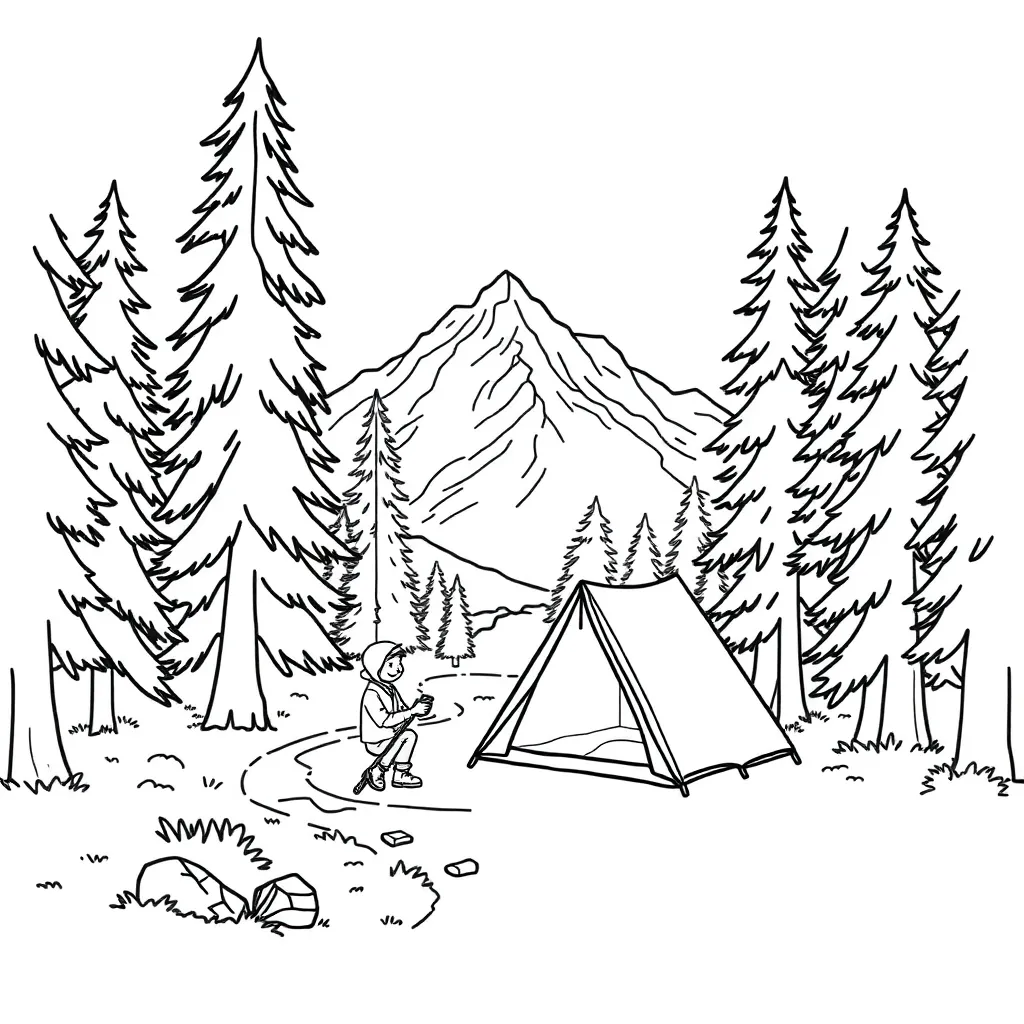 Camping & Hiking coloring page