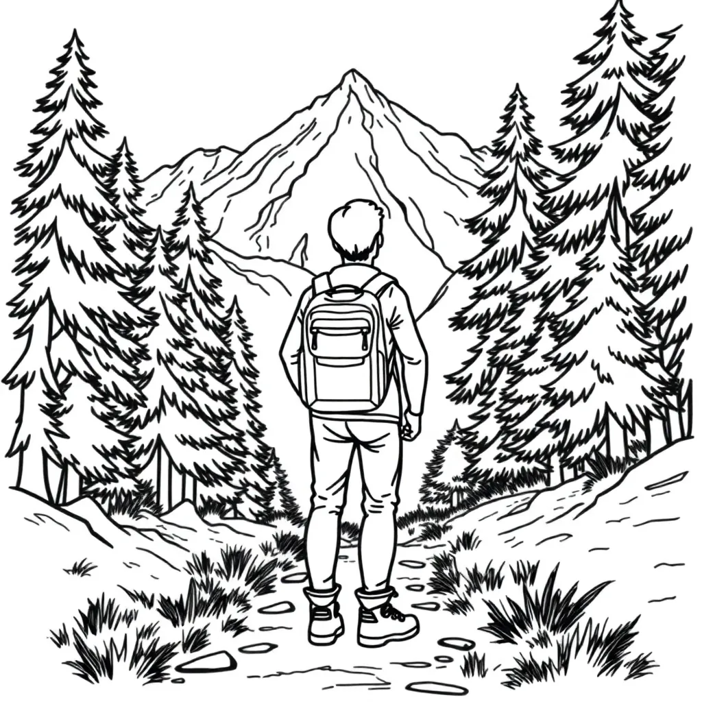Camping & Hiking coloring page