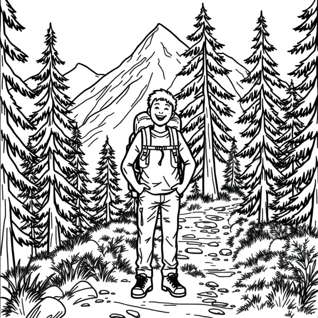 Camping & Hiking coloring page
