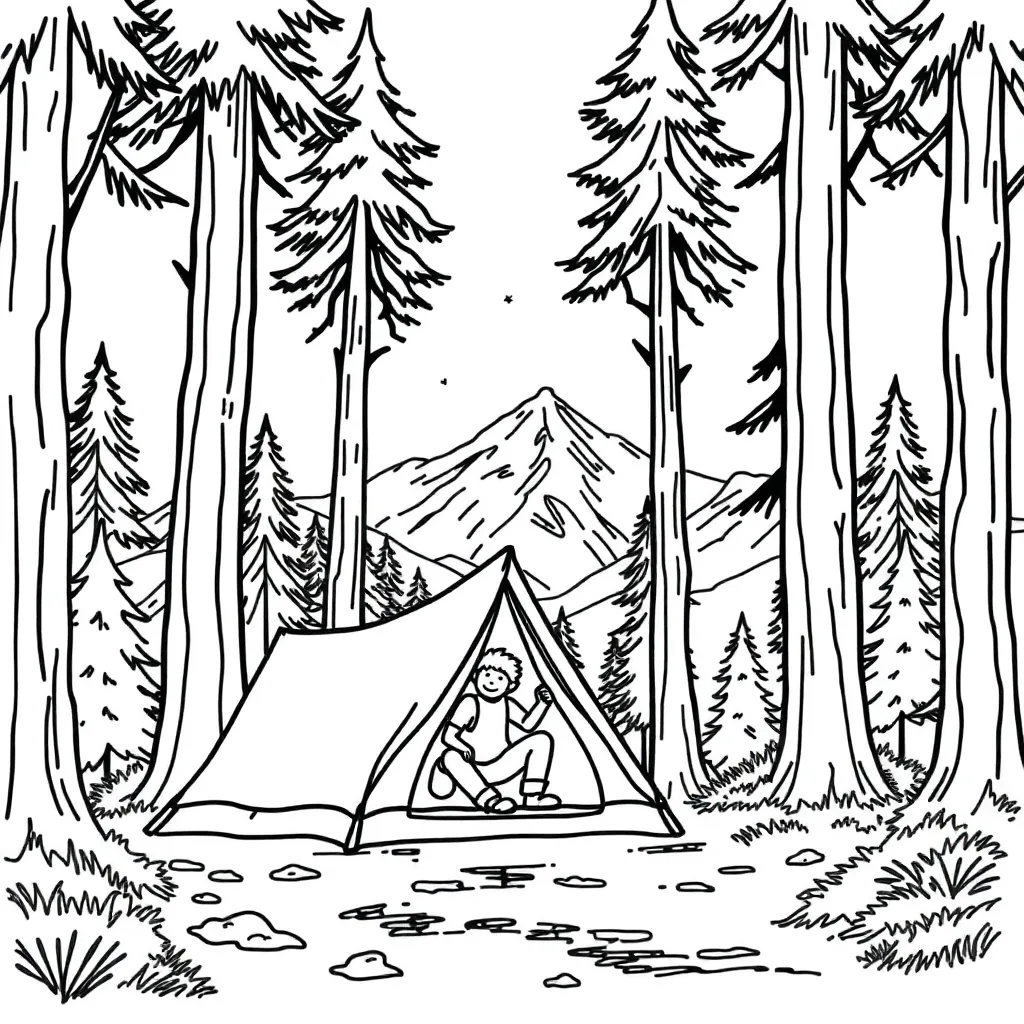 Camping & Hiking coloring page