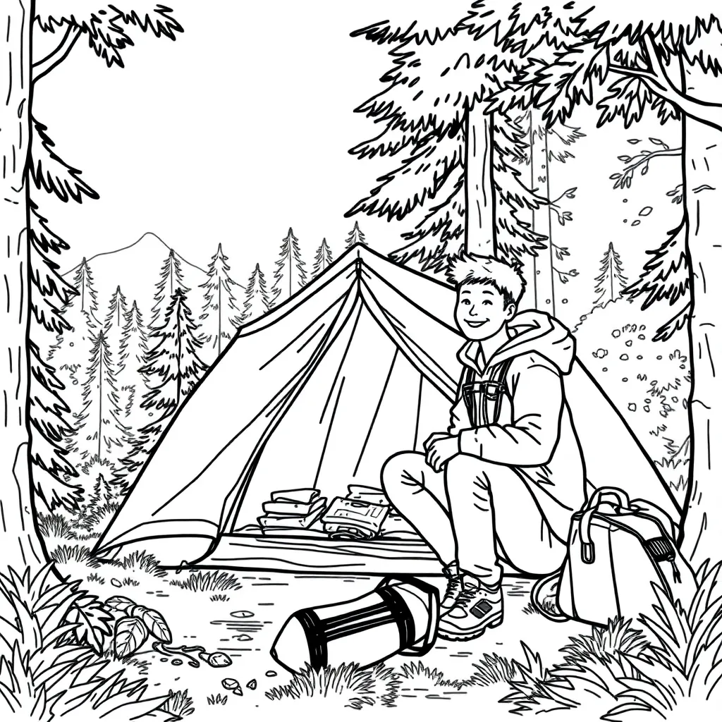 Camping & Hiking coloring page