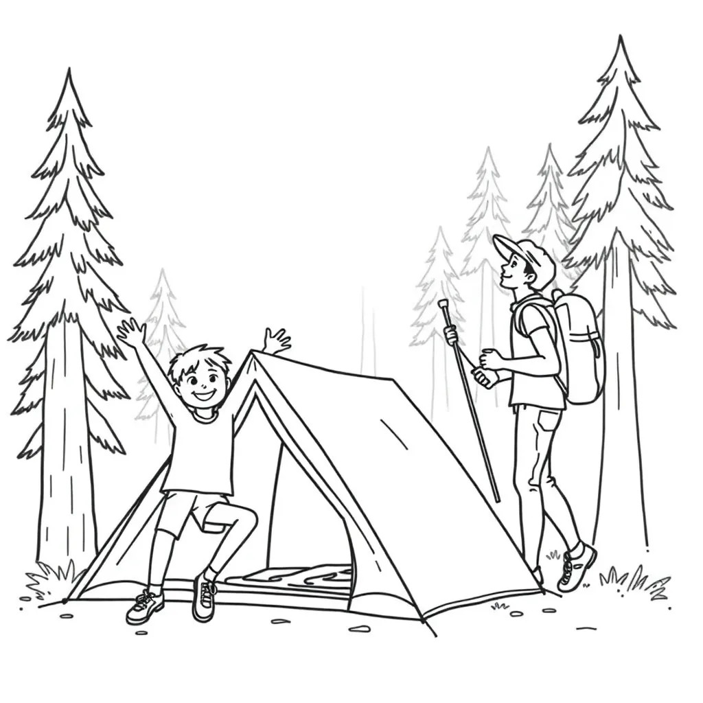 Camping & Hiking coloring page
