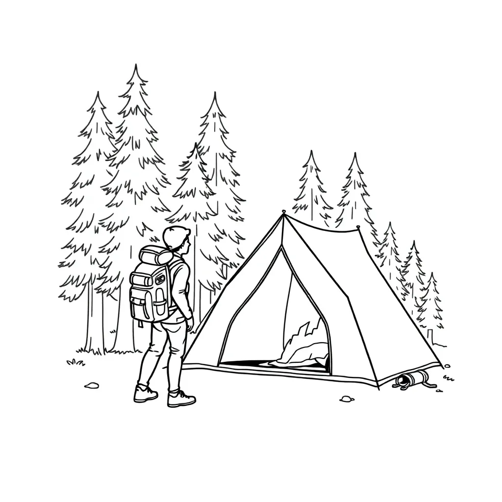 Camping & Hiking coloring page
