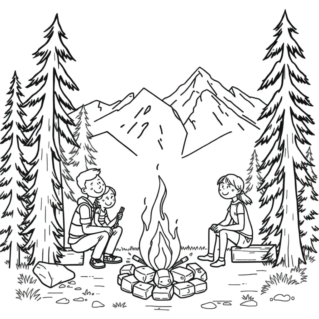 Camping & Hiking coloring page