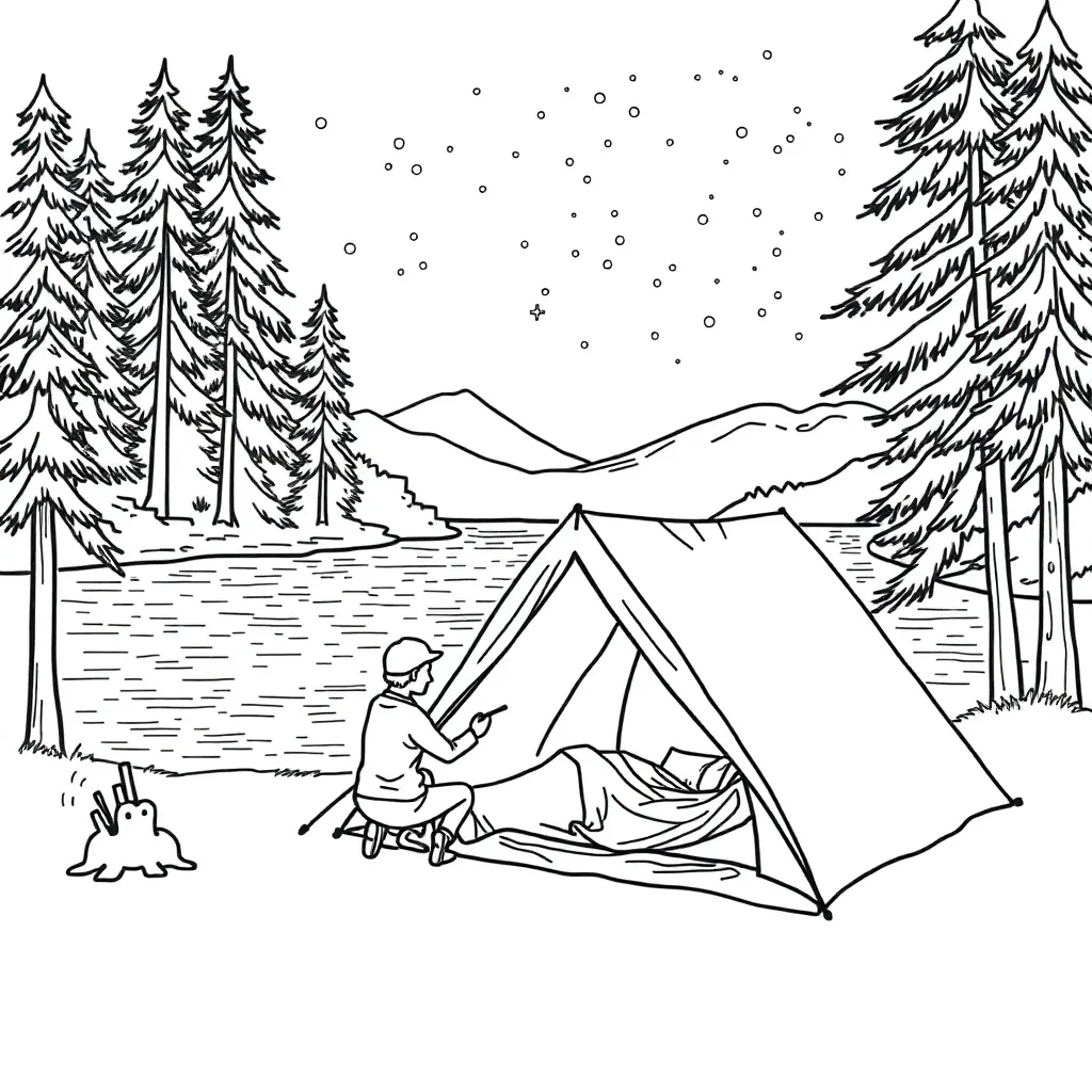 Camping & Hiking coloring page