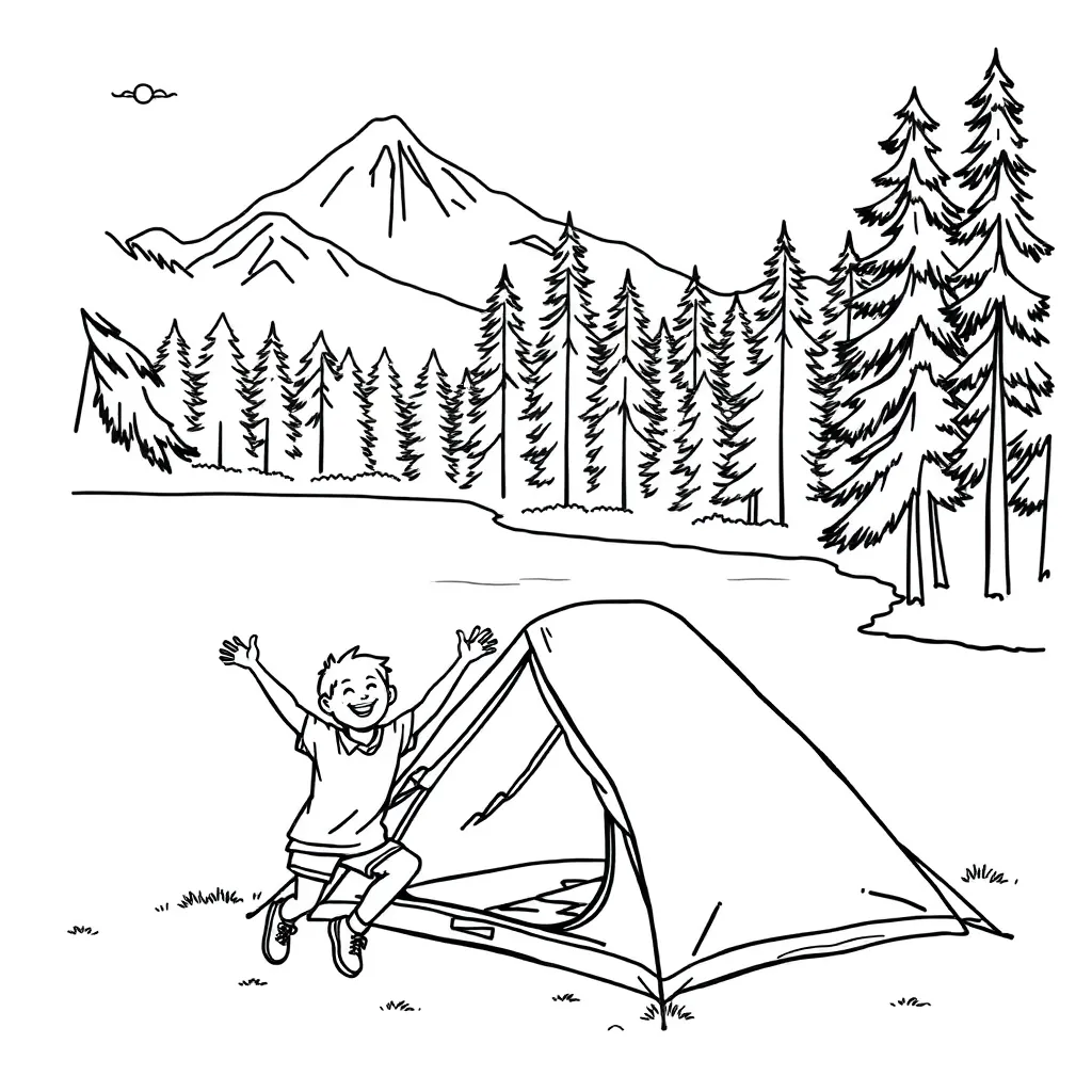 Camping & Hiking coloring page