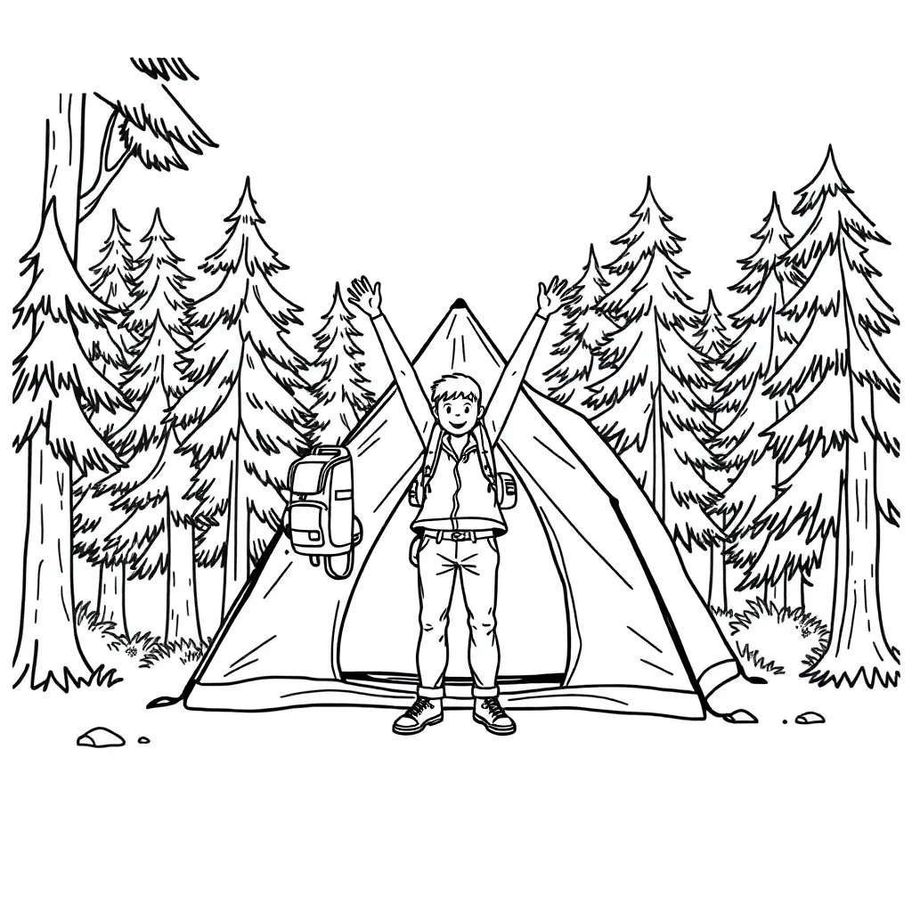 Camping & Hiking coloring page