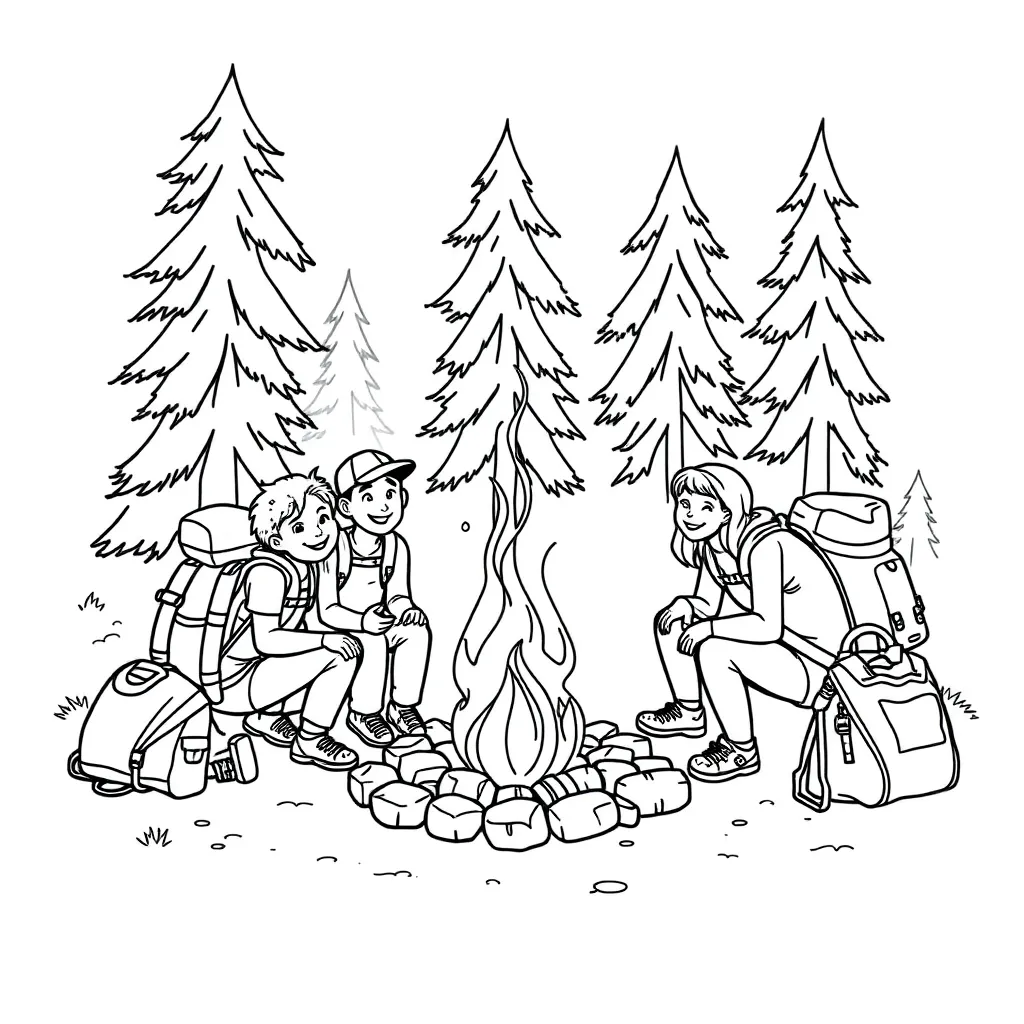 Camping & Hiking coloring page
