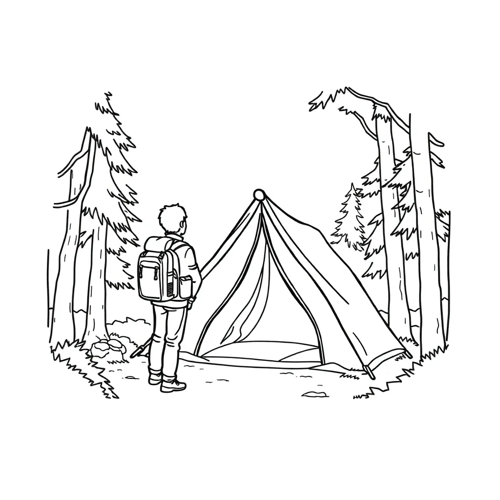 Camping & Hiking coloring page