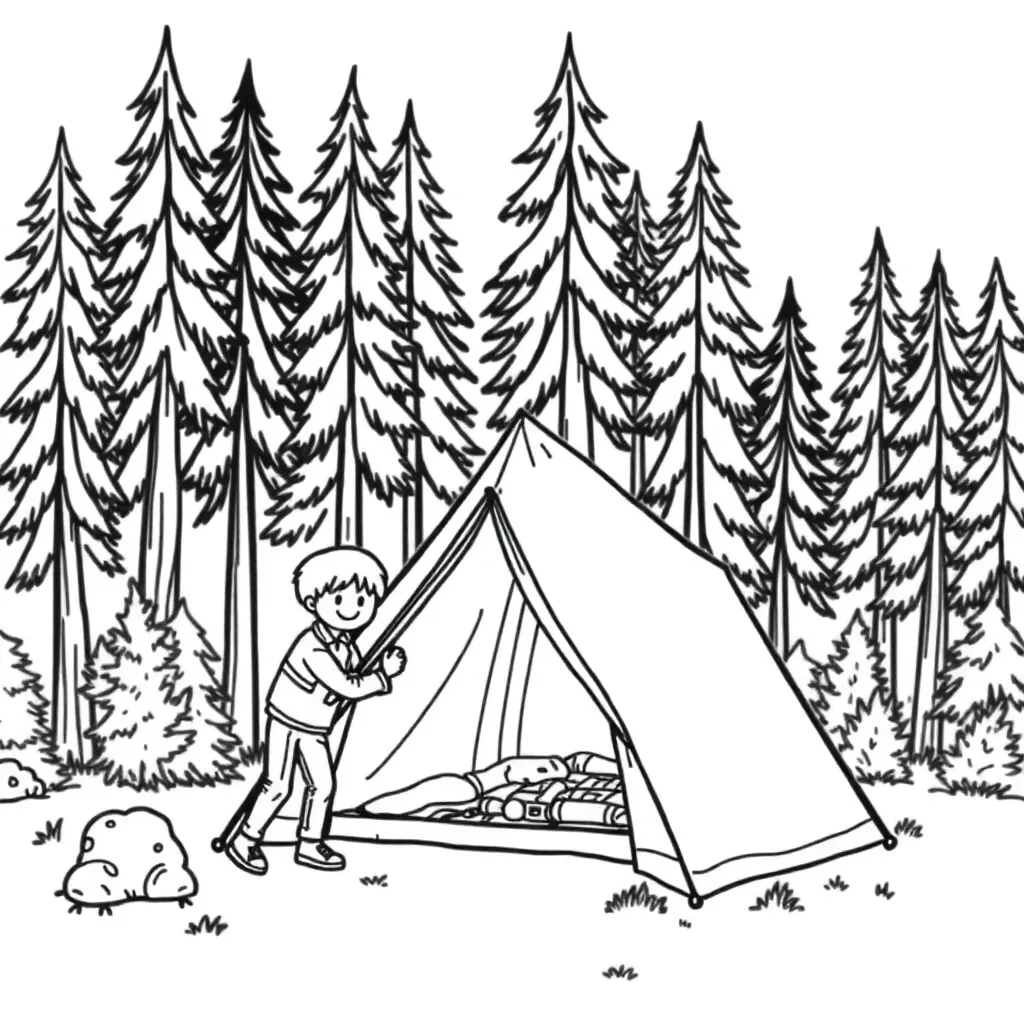 Camping & Hiking coloring page