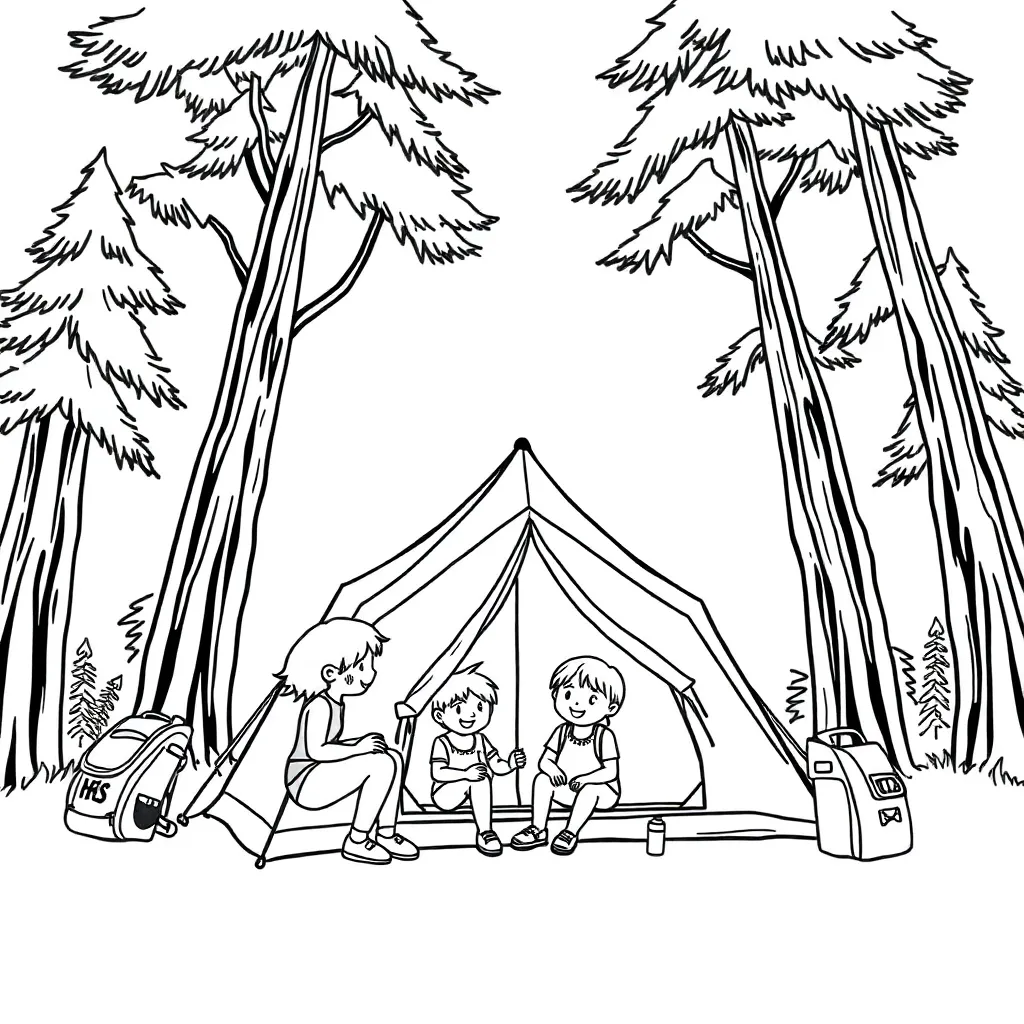 Camping & Hiking coloring page
