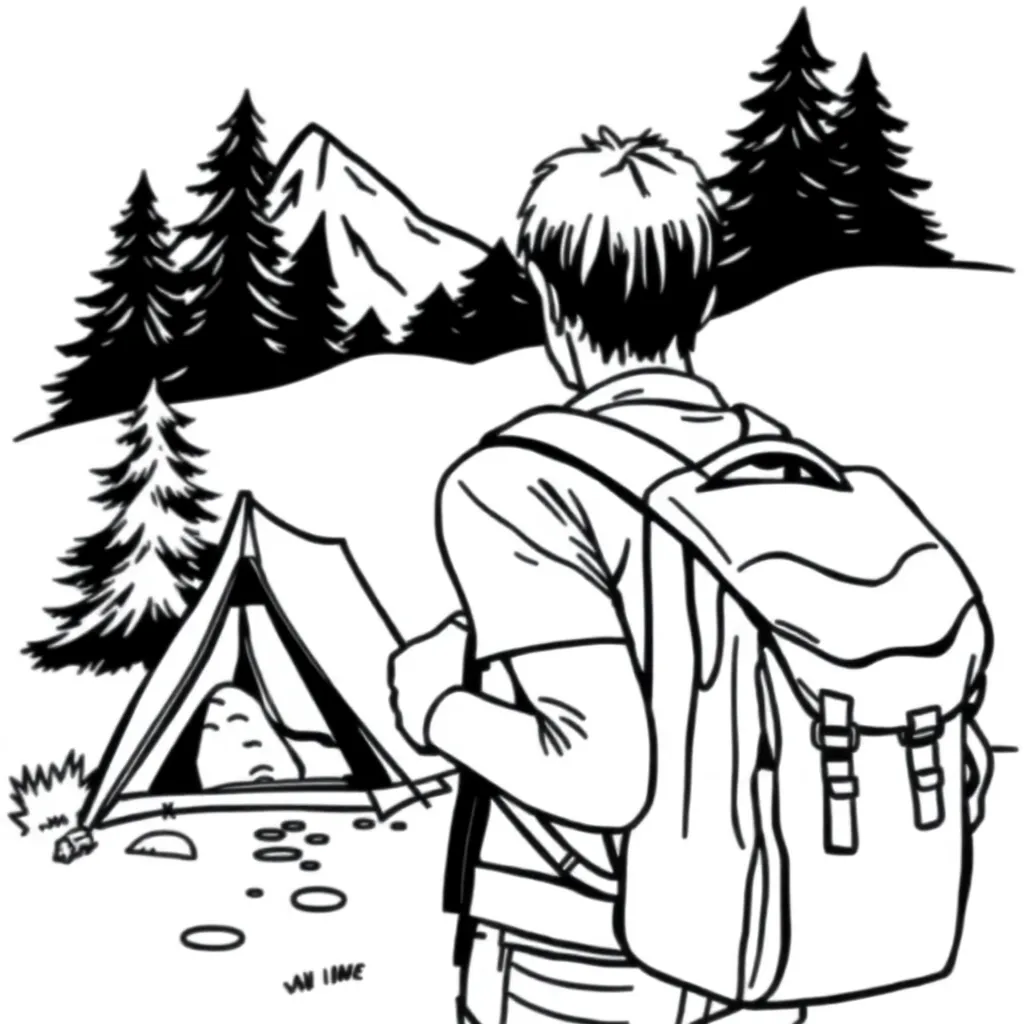 Camping & Hiking coloring page