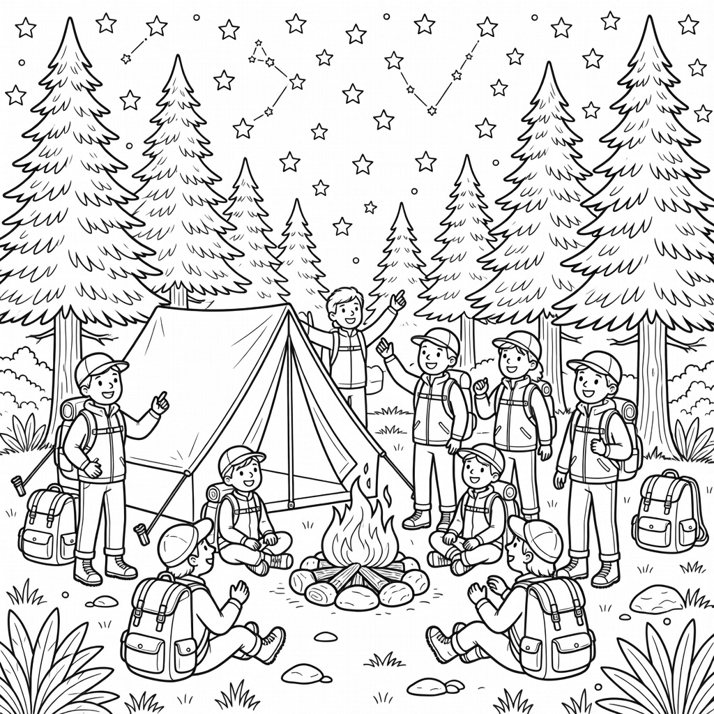 Camping & Hiking coloring page