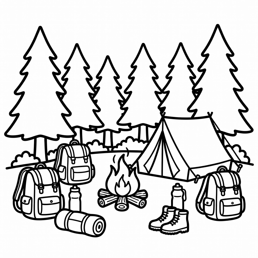 Camping & Hiking coloring page
