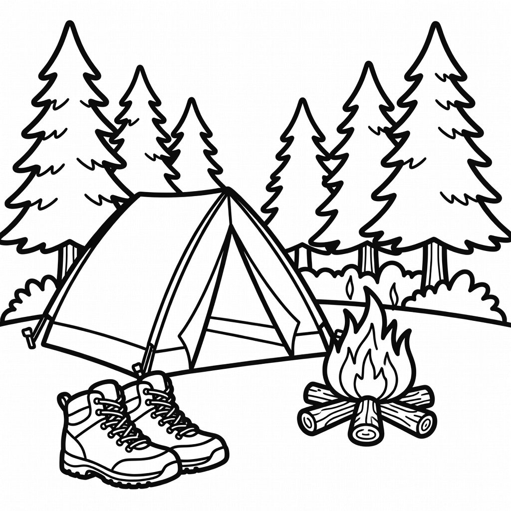 Camping & Hiking coloring page