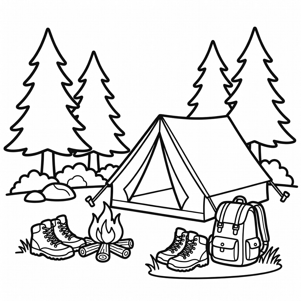 Camping & Hiking coloring page