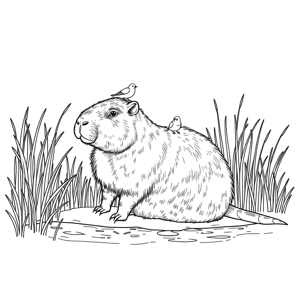 Capybara coloring page