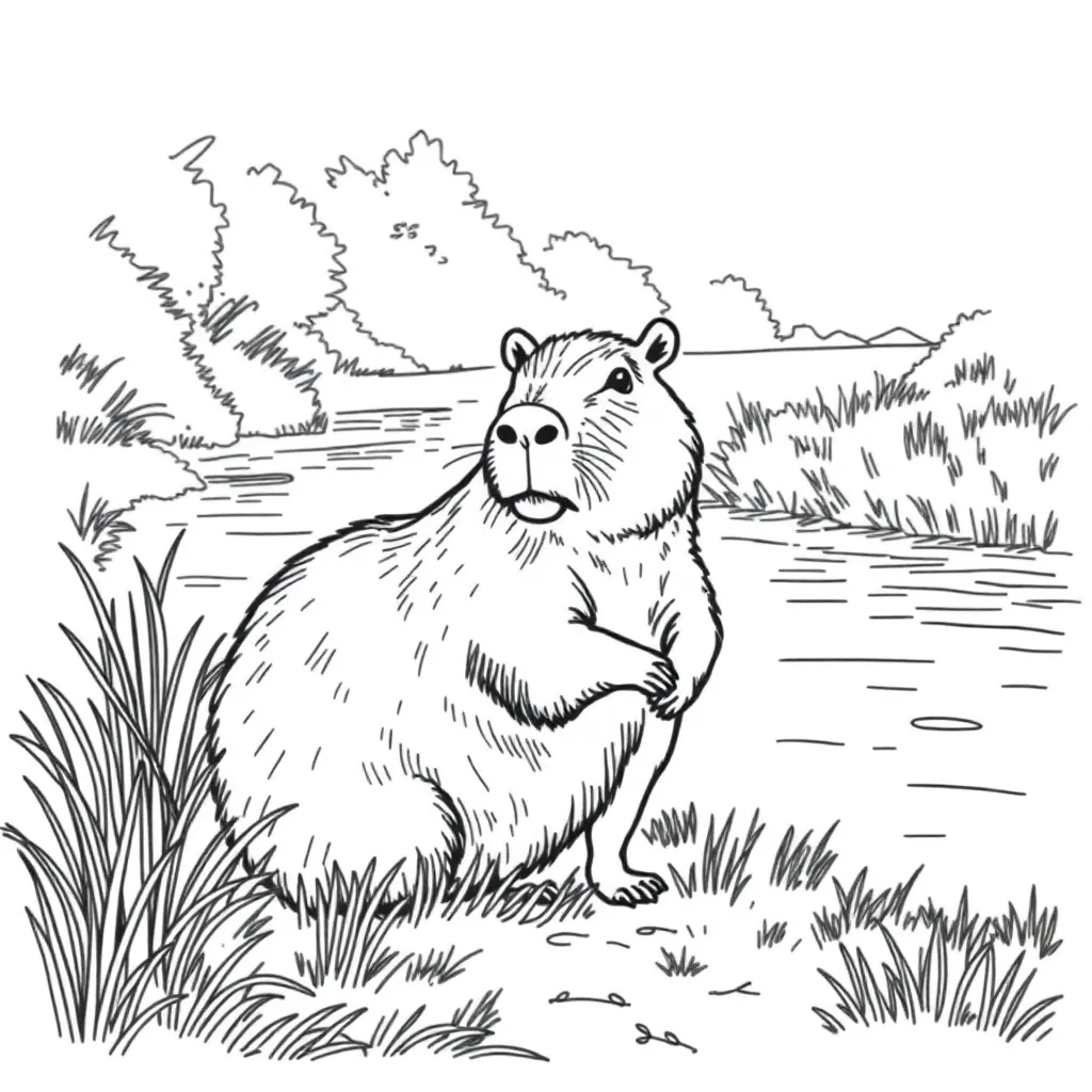 Capybara coloring page