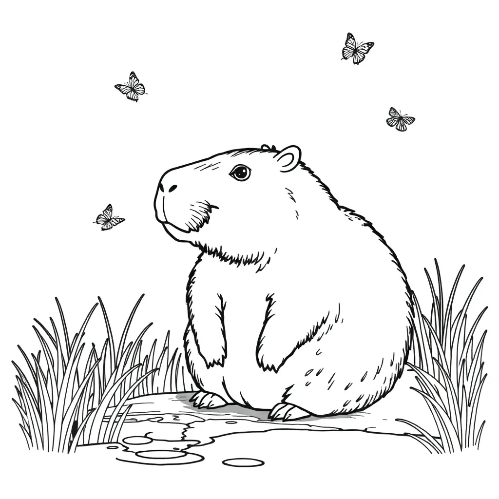 Capybara coloring page