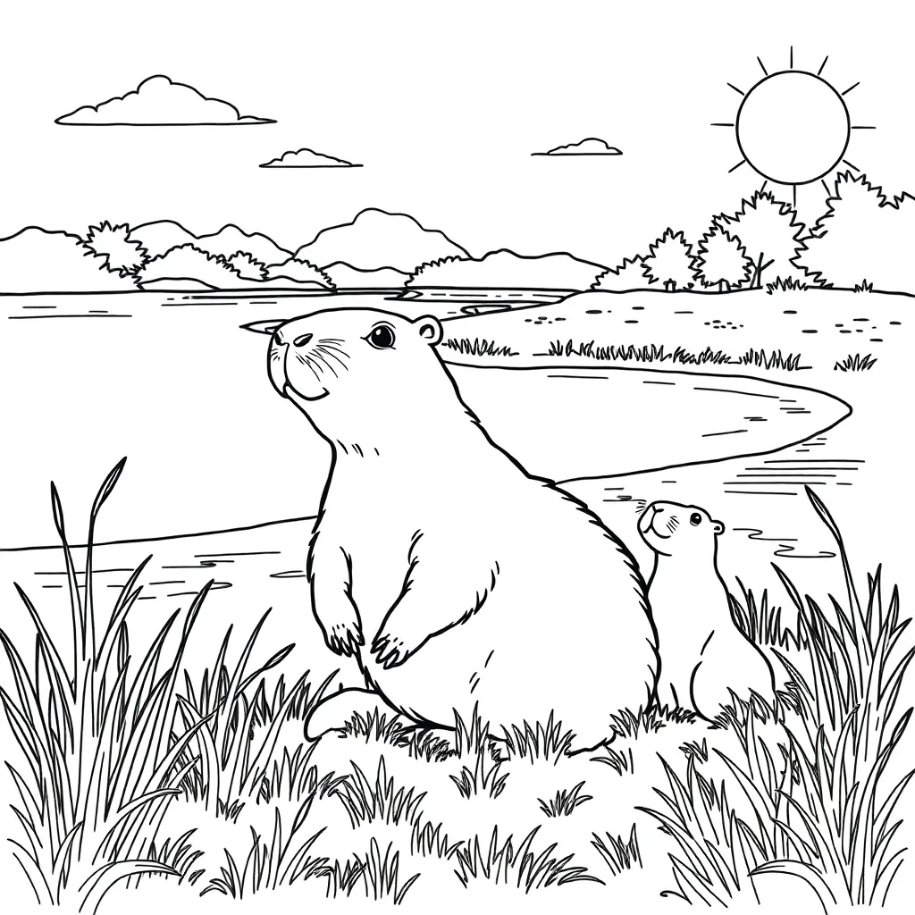 Capybara coloring page