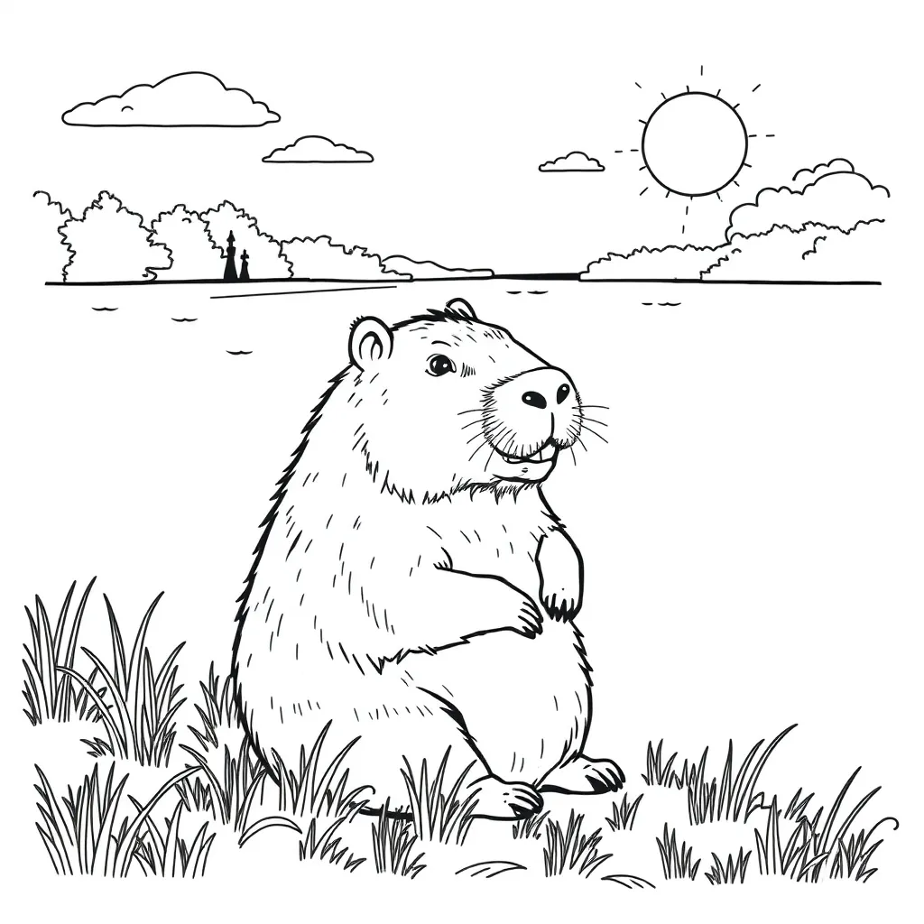 Capybara coloring page