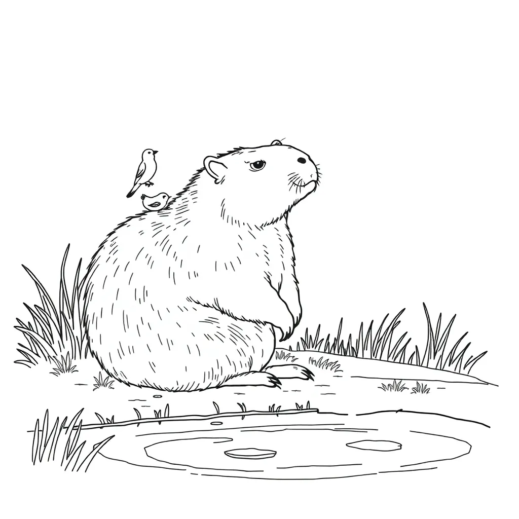 Capybara coloring page