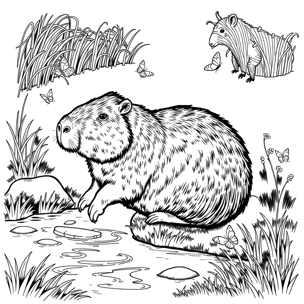 Capybara coloring page
