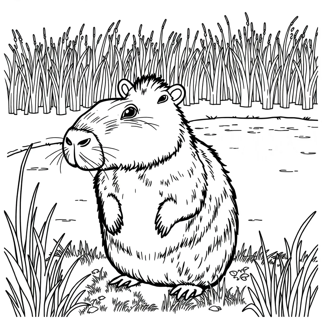 Capybara coloring page