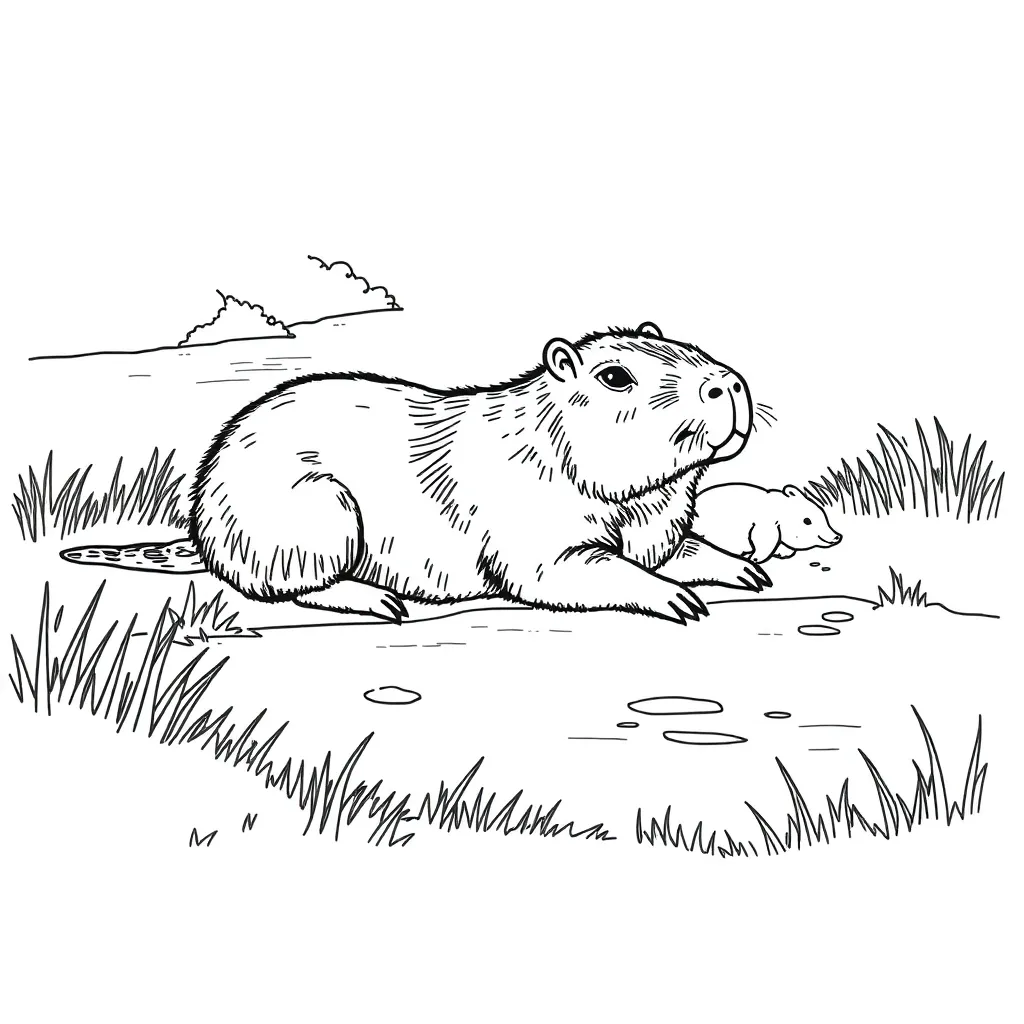 Capybara coloring page