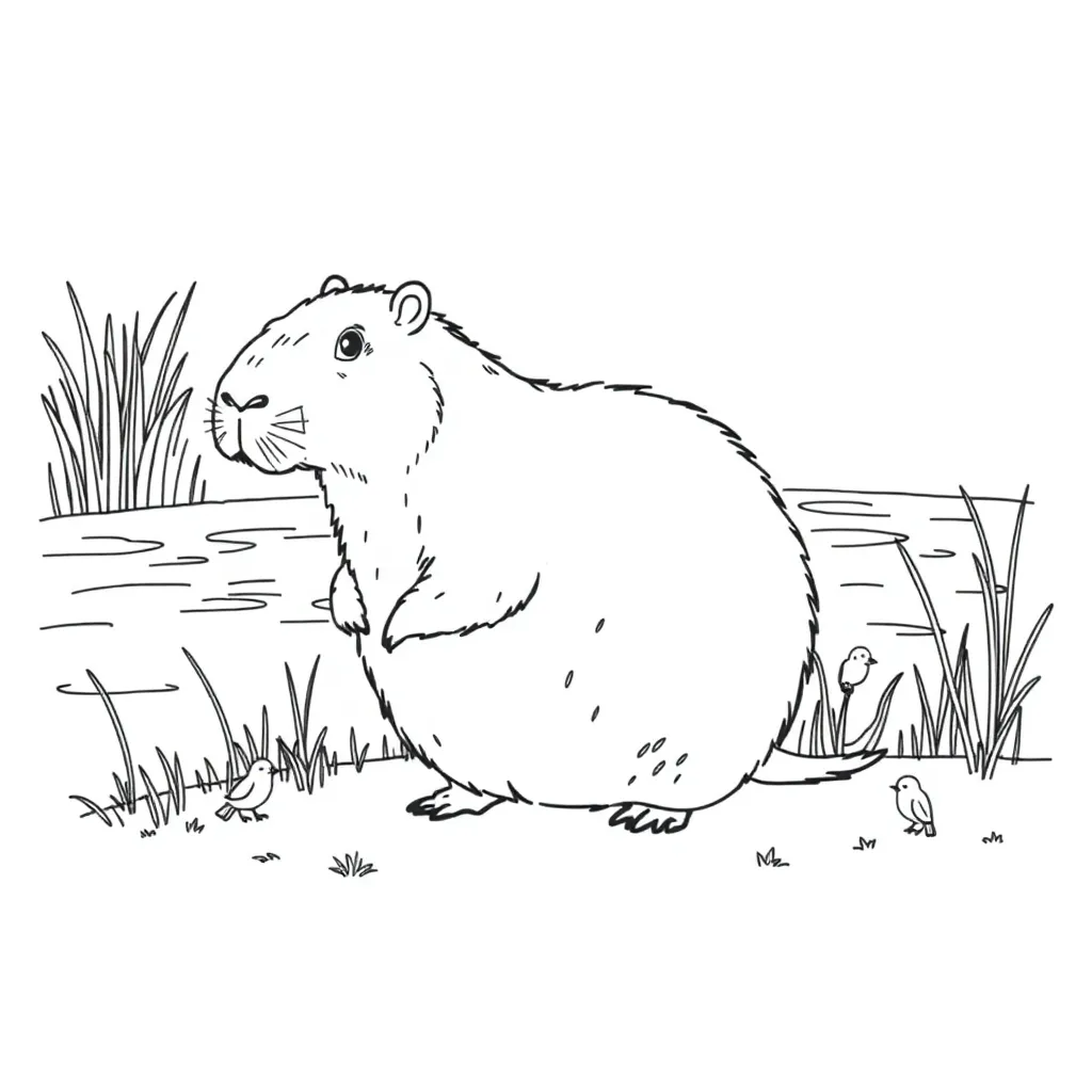 Capybara coloring page