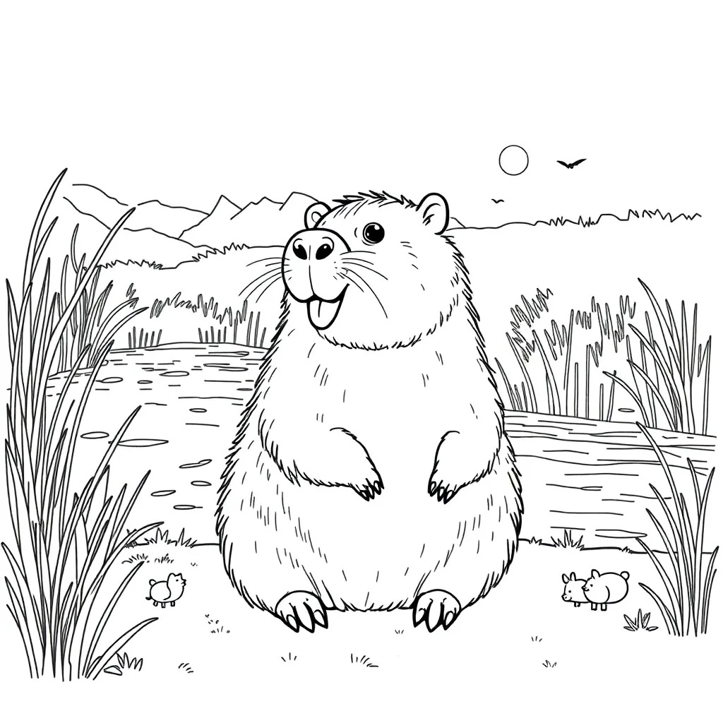 Capybara coloring page