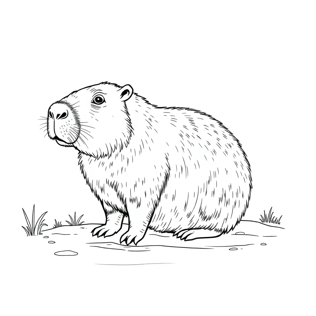 Capybara coloring page