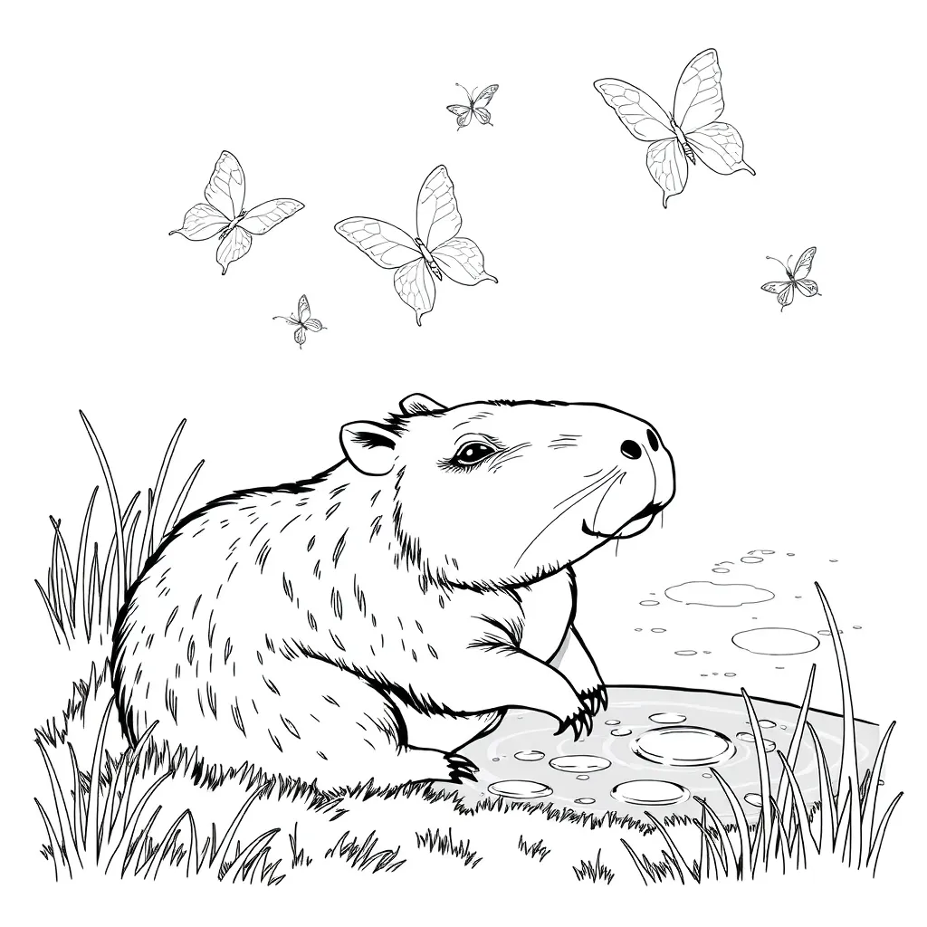 Capybara coloring page