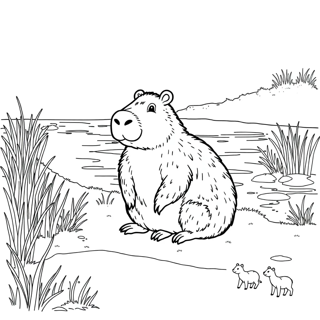 Capybara coloring page