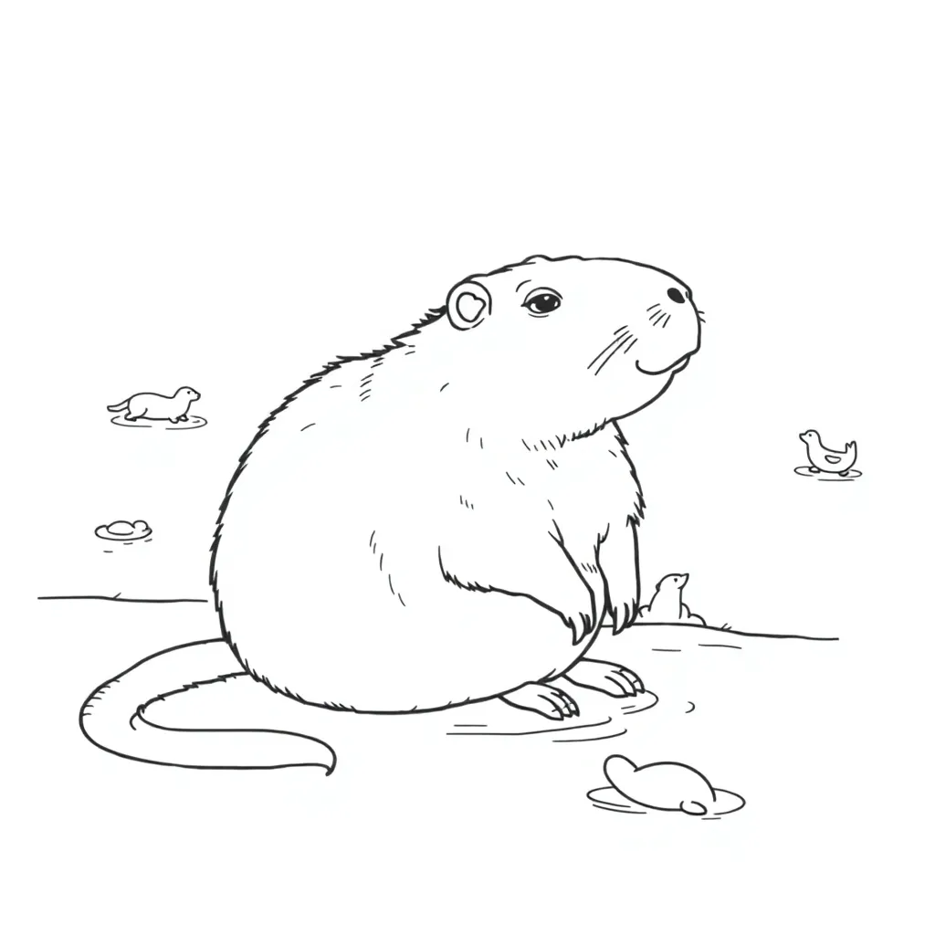 Capybara coloring page