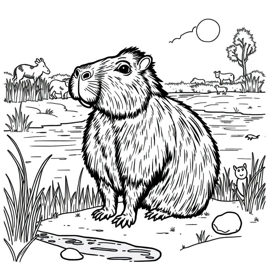 Capybara coloring page