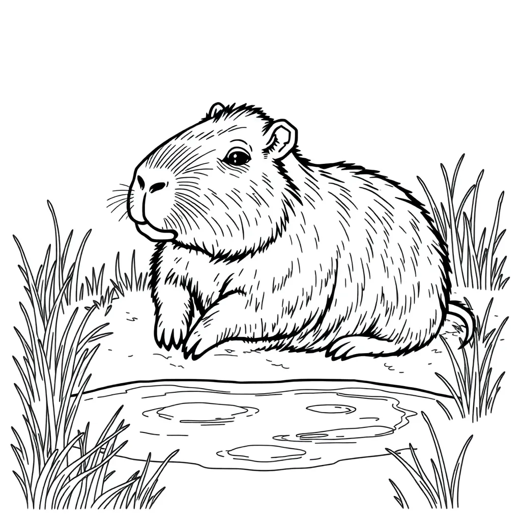Capybara coloring page