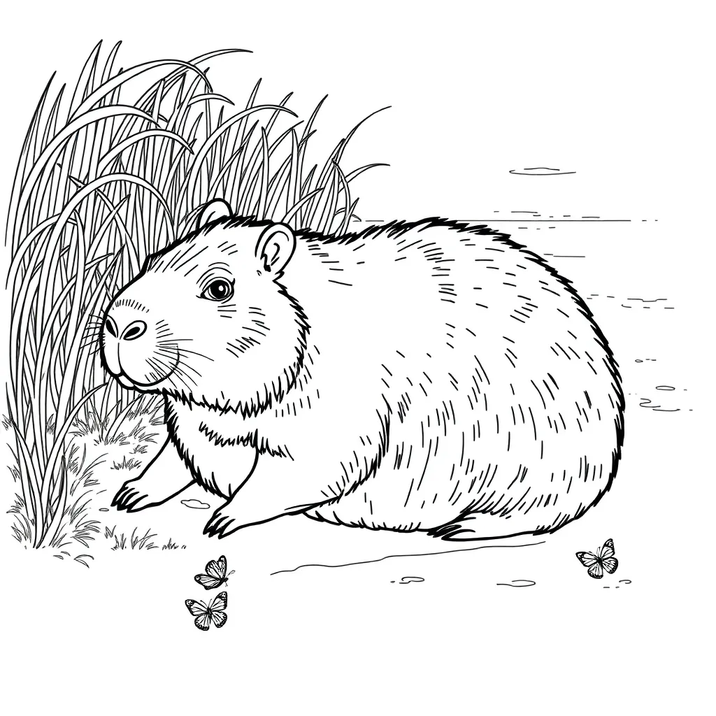 Capybara coloring page