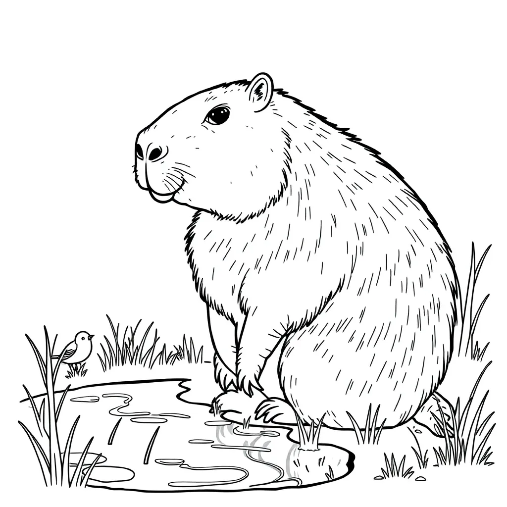 Capybara coloring page