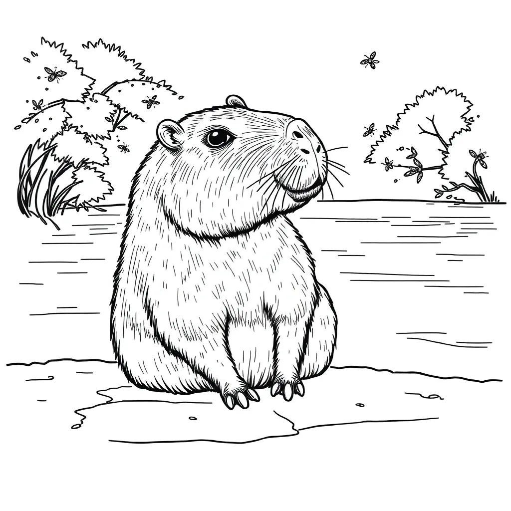 Capybara coloring page