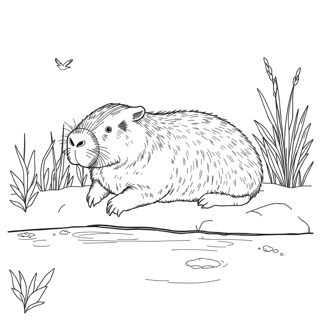 Capybara coloring page