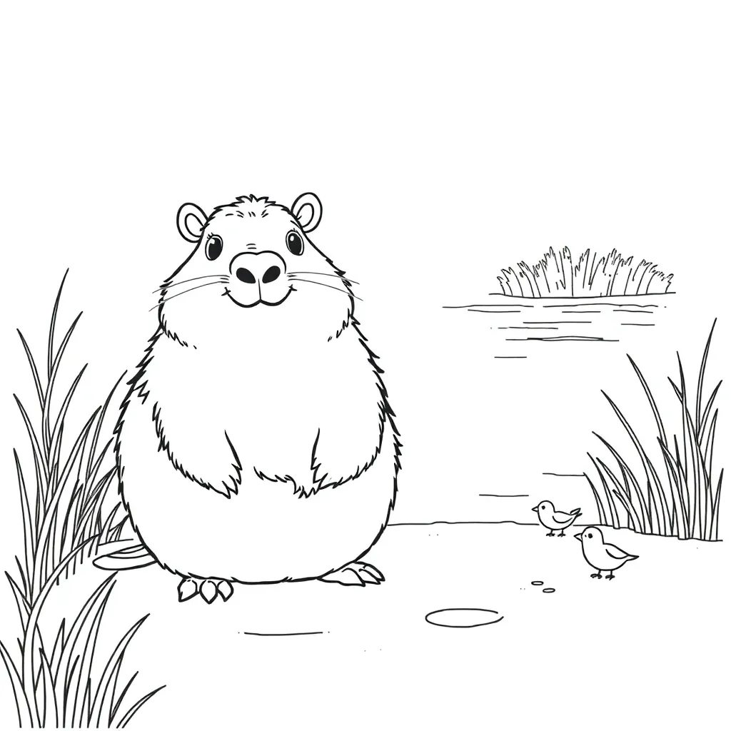 Capybara coloring page