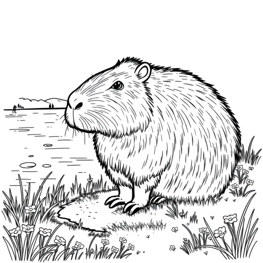 Capybara coloring page