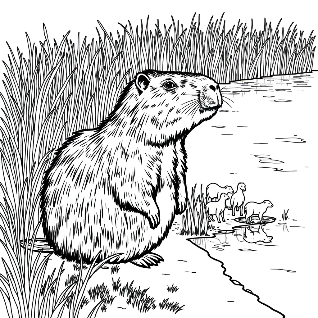 Capybara coloring page
