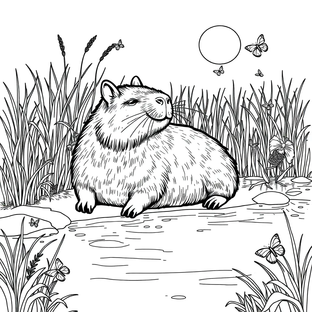 Capybara coloring page
