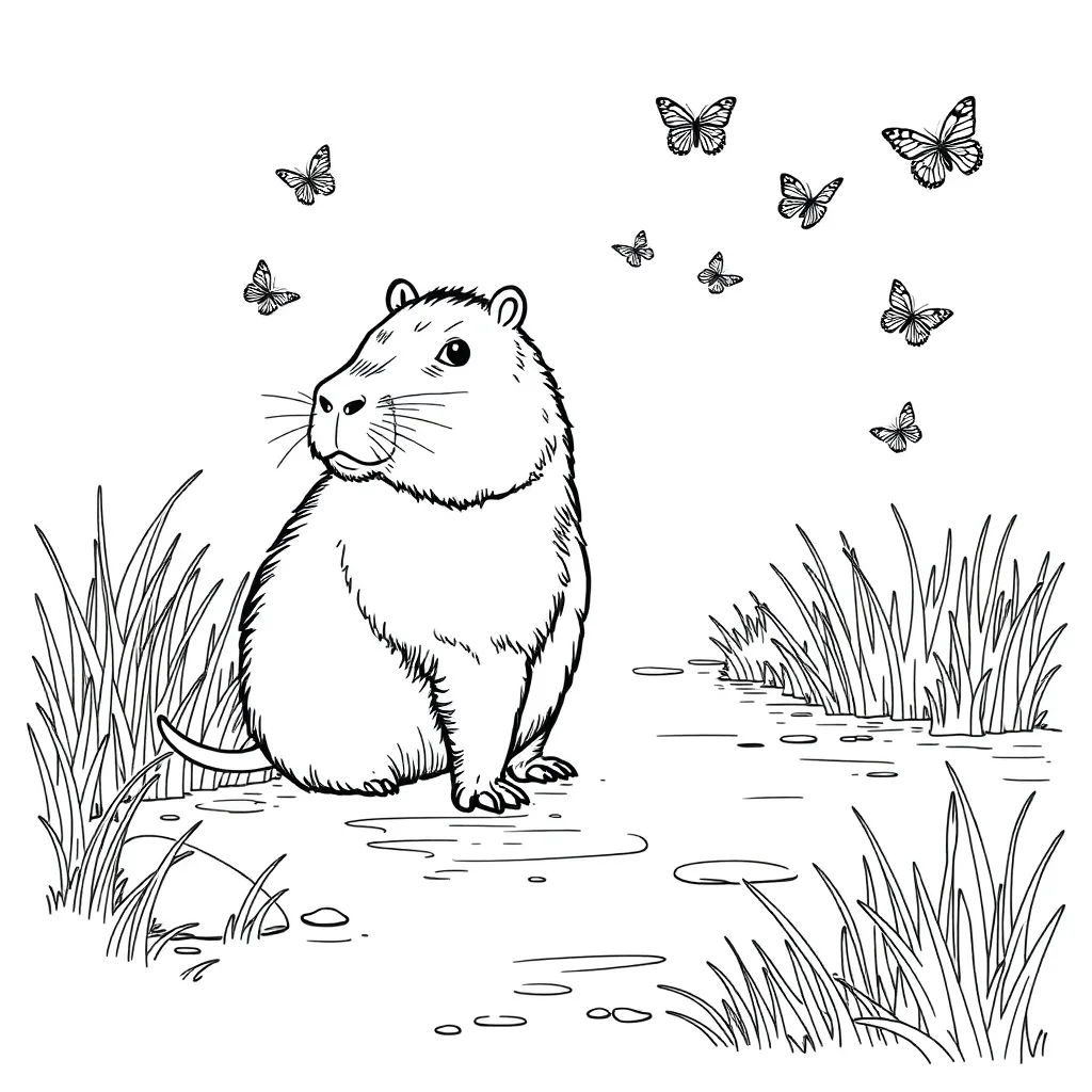 Capybara coloring page