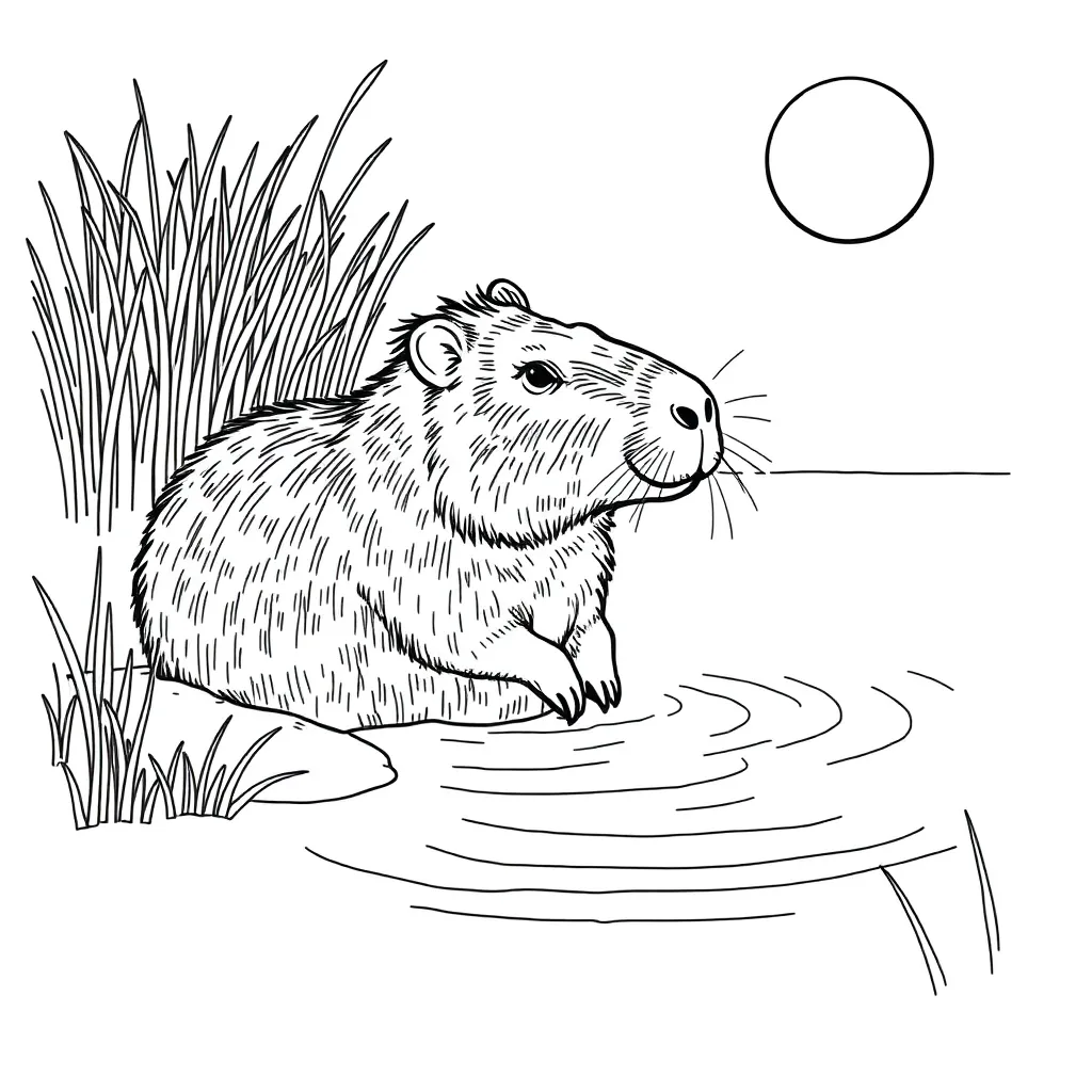 Capybara coloring page
