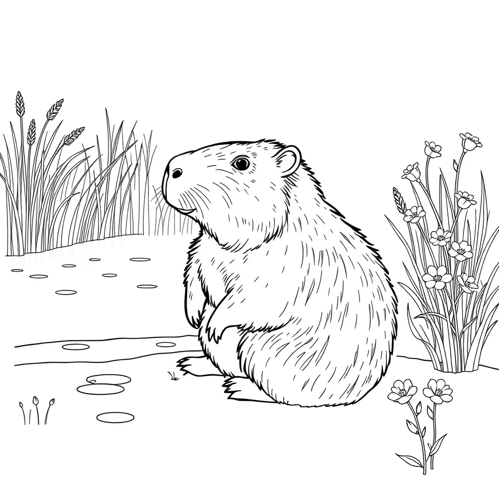 Capybara coloring page